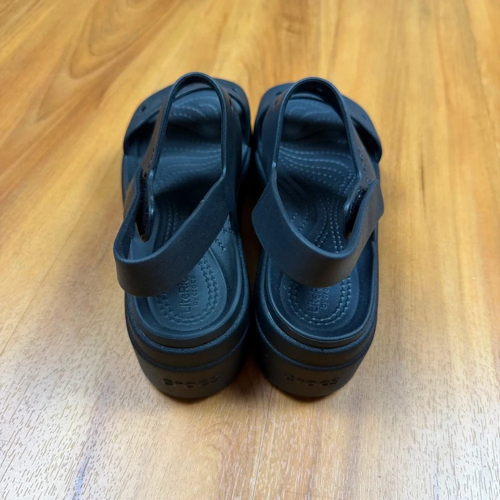 Crocs Brooklyn Low Wedge Sandals Black Platform LiteRide 206453 Womens 6